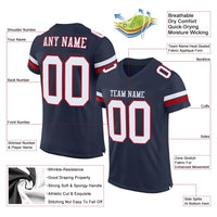 Custom Football Jersey - Navy White-Red Mesh Authentic