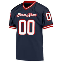 Custom Football Jersey - Navy White-Red Mesh Authentic Throwback