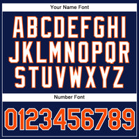 Custom Baseball Jersey - Navy White Pinstripe Orange-White Authentic