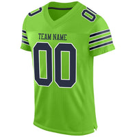 Custom Football Jersey - Neon Green Navy-White Mesh Authentic