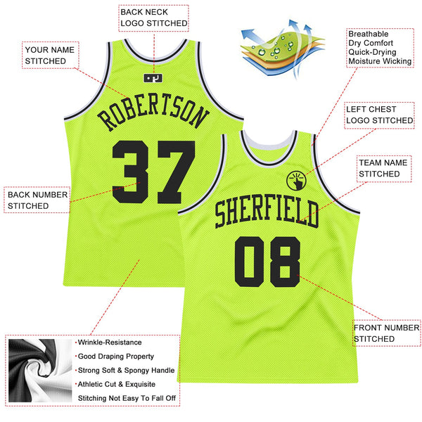 Custom Basketball Jersey - Neon Green Black-White Authentic Throwback