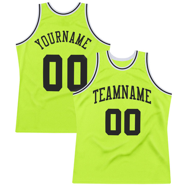 Custom Basketball Jersey - Neon Green Black-White Authentic Throwback