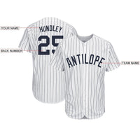 Custom Baseball Jersey - White Navy Pinstripe Navy