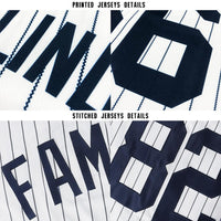 Custom Baseball Jersey - White Navy Pinstripe Navy