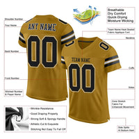 Custom Football Jersey - Old Gold Black-White Mesh Authentic