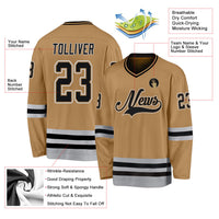 Custom Hockey Jersey - Old Gold Black-Gray