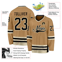 Custom Hockey Jersey - Old Gold Black-Cream