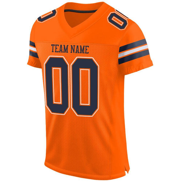 Custom Football Jersey - Orange Navy-White Mesh Authentic