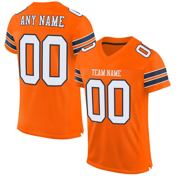 Custom Football Jersey - Orange White-Navy Mesh Authentic
