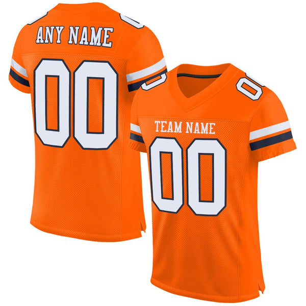 Custom Football Jersey - Orange White-Navy Mesh Authentic