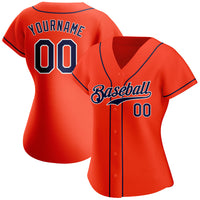 Custom Baseball Jersey - Orange Navy-White Authentic