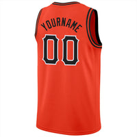 Custom Basketball Jersey - Orange Black-White Round Neck Rib-Knit