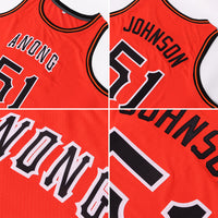 Custom Basketball Jersey - Orange Black-White Round Neck Rib-Knit