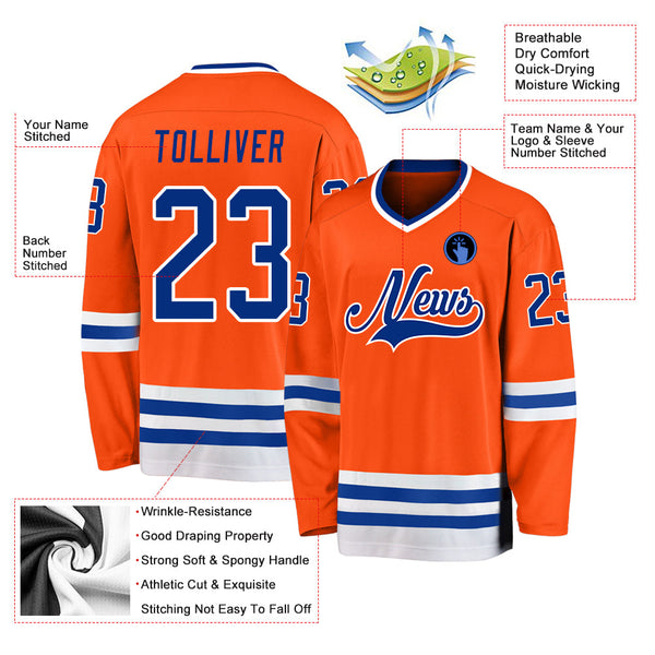 Custom Hockey Jersey - Orange Royal-White