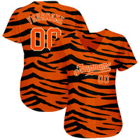 Custom Baseball Jersey - Orange Orange-Black 3D Pattern Design Tiger Authentic