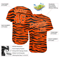 Custom Baseball Jersey - Orange Orange-Black 3D Pattern Design Tiger Authentic