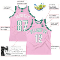 Custom Basketball Jersey - Light Pink White-Kelly Green Authentic Throwback