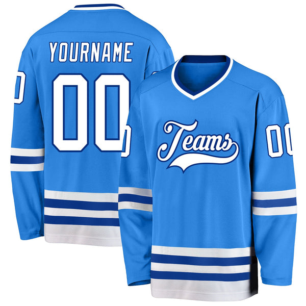 Custom Hockey Jersey - Powder Blue White-Royal
