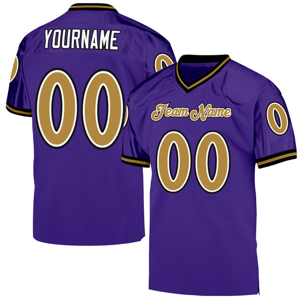 Custom Football Jersey - Purple Old Gold-Black Mesh Authentic Throwback
