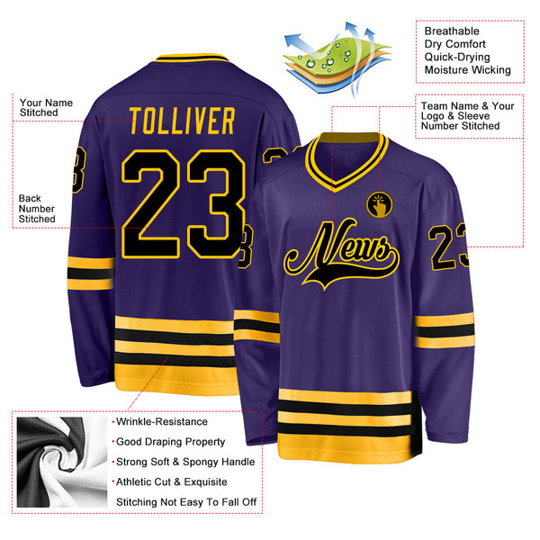 Custom Hockey Jersey - Purple Black-Gold