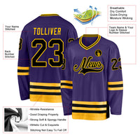 Custom Hockey Jersey - Purple Black-Gold
