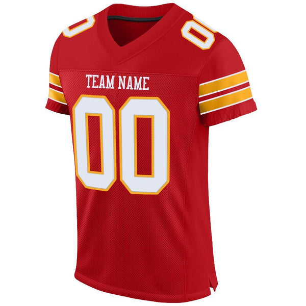 Custom Football Jersey - Red White-Gold Mesh Authentic