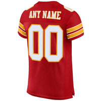Custom Football Jersey - Red White-Gold Mesh Authentic
