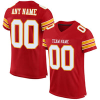 Custom Football Jersey - Red White-Gold Mesh Authentic