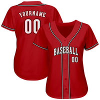 Custom Baseball Jersey - Red White-Black Authentic