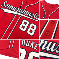 Custom Baseball Jersey - Red White-Black Authentic