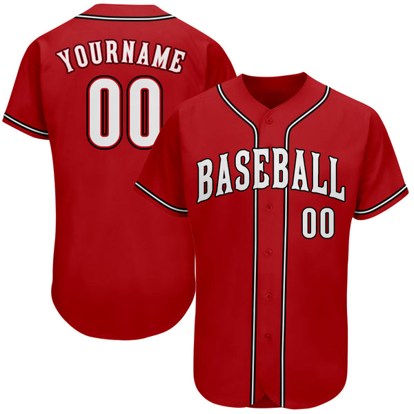 Custom Baseball Jersey - Red White-Black Authentic