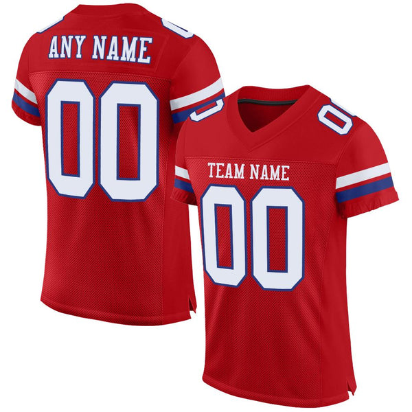 Custom Football Jersey - Red White-Royal Mesh Authentic