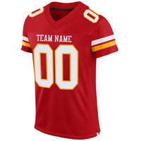 Custom Football Jersey - Red White-Gold Mesh Authentic