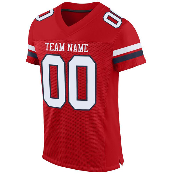 Custom Football Jersey - Red White-Navy Mesh Authentic