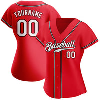 Custom Baseball Jersey - Red White-Black Authentic