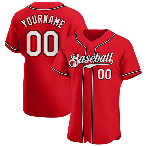 Custom Baseball Jersey - Red White-Black Authentic