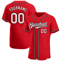 Custom Baseball Jersey - Red White-Black Authentic