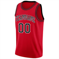 Custom Basketball Jersey - Red Black-White Round Neck Rib-Knit