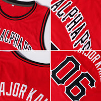 Custom Basketball Jersey - Red Black-White Round Neck Rib-Knit