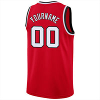 Custom Basketball Jersey - Red White-Black Round Neck Rib-Knit