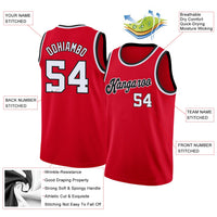 Custom Basketball Jersey - Red White-Black Round Neck Rib-Knit