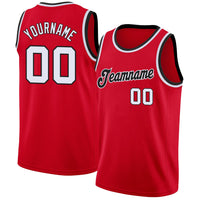 Custom Basketball Jersey - Red White-Black Round Neck Rib-Knit