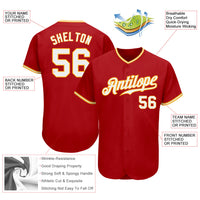 Custom Baseball Jersey - Red White-Gold Authentic