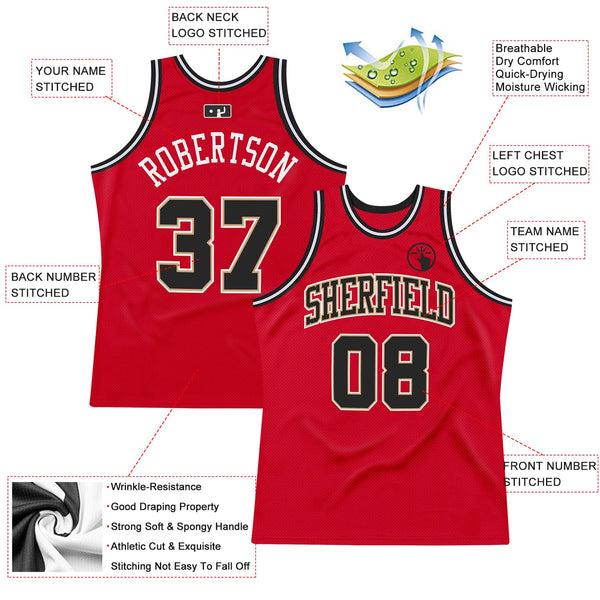 Custom Basketball Jersey - Red Black-White Authentic Throwback