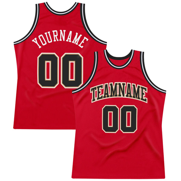 Custom Basketball Jersey - Red Black-White Authentic Throwback