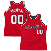 Custom Basketball Jersey - Red White-Black Authentic Throwback