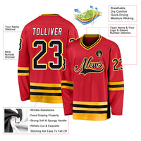 Custom Hockey Jersey - Red Black-Gold