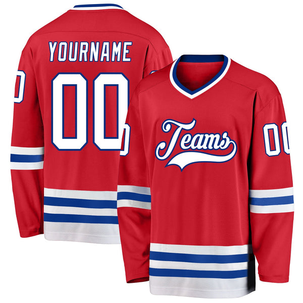 Custom Hockey Jersey - Red White-Royal