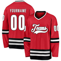 Custom Hockey Jersey - Red White-Black