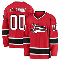 Custom Hockey Jersey - Red White-Black